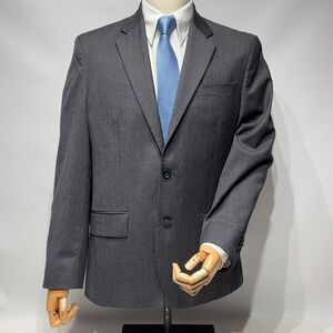 Banana Republic Black Gray Charcoal 100% Wool Blazer Slim Fit Men's Size 40R